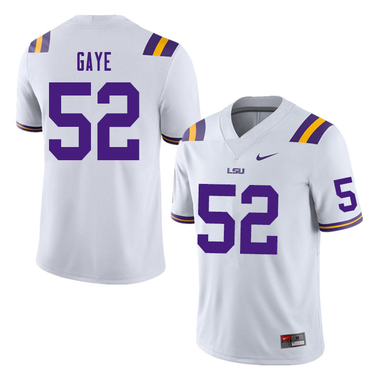 Men #52 Ali Gaye LSU Tigers College Football Jerseys Sale-White